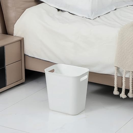 Plastic Small Trash Can Wastebasket, Garbage Container Basket for Bathrooms, Laundry Room, Kitchens, Offices, Kids Rooms, Dorms, 3.5 Gallon, White | Compact Sturdy Garbage Can for Bathroom, Laundry Room, Kitchen, Office, Kids Room, Dorm, Durable...