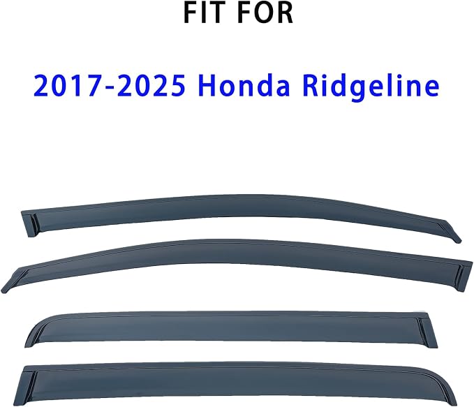 Tape On Window Visors Rain Guards Compatible with 2017-2025 Honda Ridgeline,Side Window Wind Deflectors Shade for Ridgeline 17 18 19 20 21 22 23 24 25,Vent Visors,Truck Accessories-4pcs