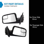 Driver and Passenger Side Power Heated Mirror Set Smooth Black Manual Folding Compatible with 2011 Ford Edge FO1320468 FO1321468