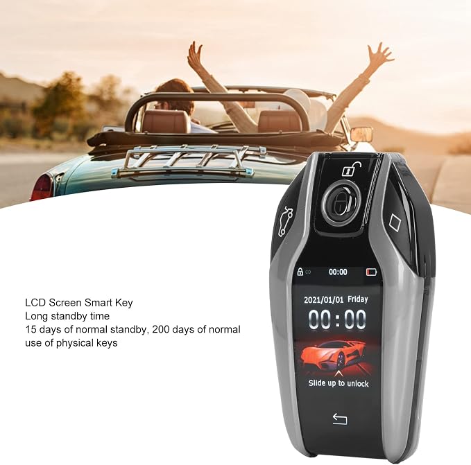 Key Cover LCD Universal Smart Fob,Keyless Entry and Remote Control Universal TK800+ LCD Touch Sn Smart Key Remote Keyless Entry for All Start Stop Engine Button Red(Silver)