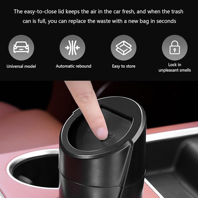 Car Trash Can Bin with Lid, Mini Vehicle Cup Holder Organizer Leakproof Garbage Bin, Waterproof Cup Type Trash Can Multi-Function Storage Container for RV Home Office (Light Blue)