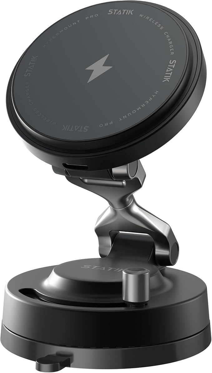 HyperMount Pro Phone Mount, Magnetic Phone Holder, 15W Wireless Charging, MagSafe Car Mount, Works on Smooth & Lightly Textured Surfaces, iPhone and Android Compatible, Charging Cable Included
