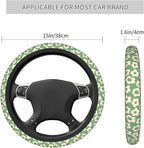 Vintage Groovy Flowers Steering Wheel Cover Cute Universal 15 Inch Car Accessories Protector for Women