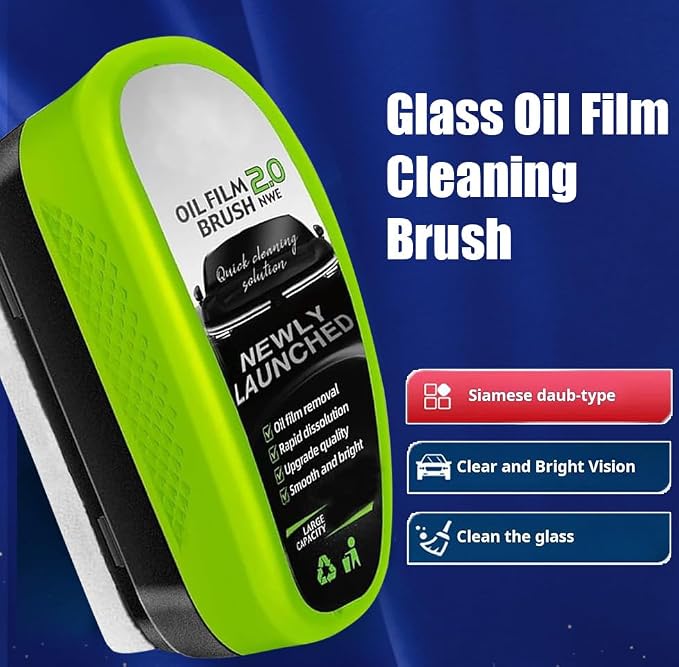 3PCS Car Window Oil Film Cleaning Brush, 2026 Upgrade 2.0 Clear View Glass Cleaner, Auto Glass Oil Film Remover, Anti-Rain & Anti-Fog Protection for Safe Driving, Complete Kit with Brush & Towel