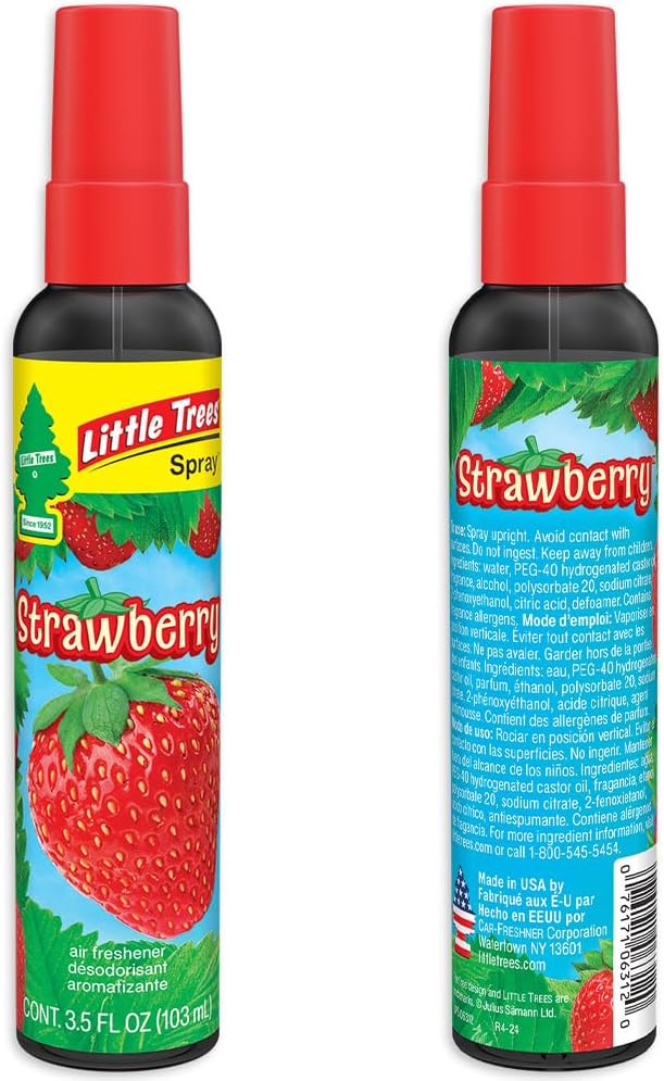 Car Air Freshener | Spray Provides a Long-Lasting Scent for Auto or Home | On-the-go Freshness | Strawberry, 6 Air Fresheners