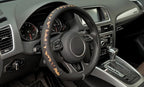 Steering Wheel Cover, Made with Breathable Microfiber Leather and Leopard Fabric, Universal 14.5-15 inchs for Most Automotive Steering Wheel,Cheetah Print, Black