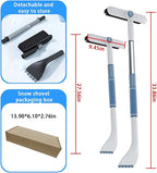 Mandark Car Windshield Snow Brush and Ice Scraper, Detachable Extendable Vehicle Snow Removal Tool with Ergonomic Foam Grip, Auto Window Scraper Accessories, Universal for SUV, Truck, RV (White)