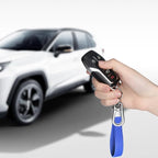 Genuine Leather Car Keychain,Universal Heavy Duty Metal Key Chain Accessories,Car Fob Key Keychain Holder with 360 Degree Rotatable Snap Swivel and Anti-Lost D-Ring for Men Women(Dark Blue)