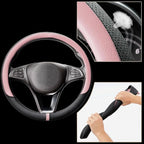 Breathable Car Steering Wheel Cover 16 inch Auto Universal Leather Wrap Non-Slip Steeringwheel Protector Automotive Interior Accessories, Pink (Suit for 15.5-16 inch)