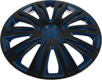 SCITOO Hub Cap Steel Wheel Snap On Universal 15" Hubcap Auto Tire Replacement Exterior Hubcaps Wheel Cover Rim 15 Inch Set of 4 PP Black Lacquer & Blue Lacquer