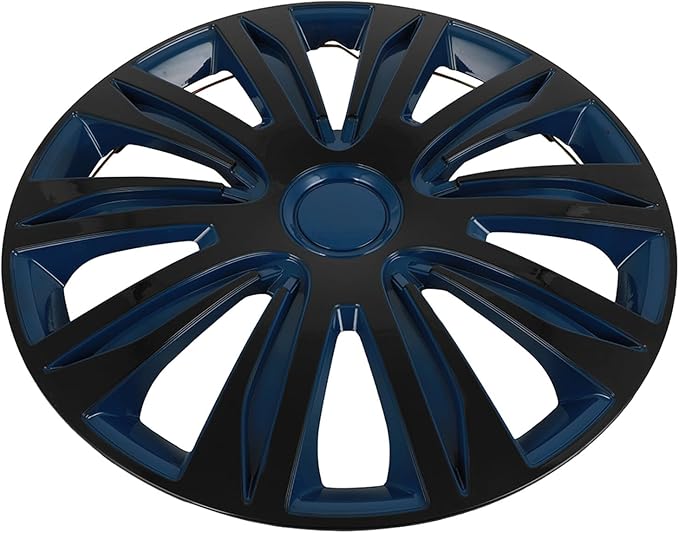 SCITOO Hub Cap Steel Wheel Snap On Universal 15" Hubcap Auto Tire Replacement Exterior Hubcaps Wheel Cover Rim 15 Inch Set of 4 PP Black Lacquer & Blue Lacquer