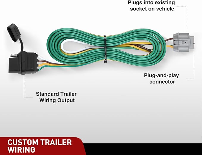 4 Pin Trailer Wiring Harness 55441 Custom for 2005 2006 2007 2008 2009 2010 2011 2012 2013 14 15 16 17 18 19 20 21 22 23 24 Nissan Frontier Xterra Pathfinder Suzuki Equator