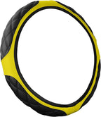 15 Inch Car Leather Steering Wheel Cover, Automotive Accessories Elastic Breathable Anti-Slip Soft Wheel Protector Fits Men and Women, Suitable for SUVs, Trucks, Vehicles and RVs (Yellow)