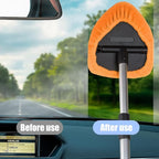 Car Windshield Cleaner Tool, Vehicle Window Detailing Cleaning Kit with Extendable Handle & 4 Washable Microfiber Pad, Auto Glass Wiper Cleaner for Exterior & Interior, Universal Fit (Orange)