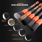 Car Detailing Brush Set, 5 Pack Soft Boar Hair Auto Detail Brush Kit with Elbow for Automotive Elegant Surface Interior Exterior Dashboard Emblems Panels Engine Bay Wheels Air Vent Seat Leather
