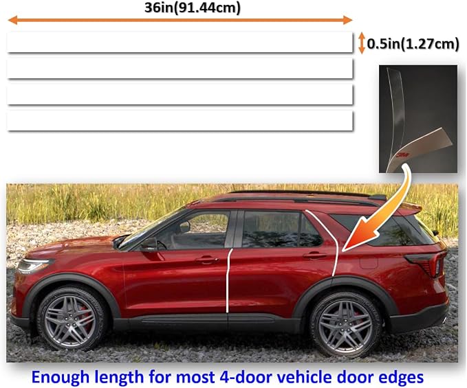 [3M]-4doors(Pro) Customized Car Door Edge Protector Made with 3M Paint Protection Film Pro Series, Clear(Transparent), Anti Scratch, Universal Fit for Most Cars (Clear Pro 0.5inx36in/4strips)