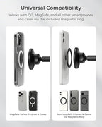 iTap 3 Magnetic Dash & Windshield Car Mount, Phone Holder with Suction Cup, Includes Magnetic Ring Adapter, Compatible with iPhone 12-17, Samsung Galaxy, Google Pixel, and MagSafe Phones