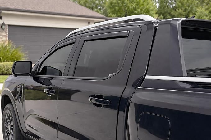 2024-2026 in-Channel Rain Guards for Ford Ranger XL XLT Lariat Raptor Side Window Visor Deflectors Tinted Vent Shades 2025