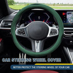 Car Steering Wheel Cover, Steering Wheel Accessories, Universal 15 Inch Microfiber Breathable LCE Silk, Car Accessories Breathable Anti-Slip Protector Universal for SUV Sedan Truck (Green)