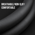 Leather car Steering Wheel Cover, Ultra-Thin, Comfortable, Non-Slip, Breathable, Universal 15 inches (Black)