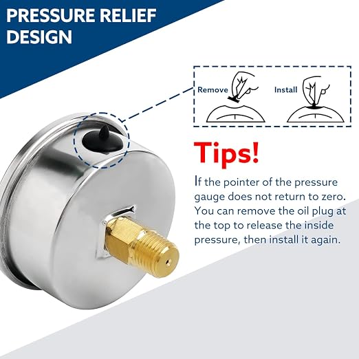 0-160 Psi Glycerin Liquid Filled Air Pressure Gauge, 2.5" Dial Size, 1/4" NPT Back Mount, Stainless Steel Case, for Water Pump, Tire, Large Air Compressor, Well, RV Regulator Pressure Test