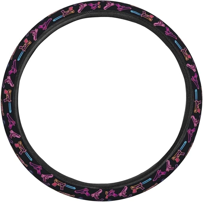 Neon Popular Guns Steering Wheel Covers Anti-Slip Elasticity Car Accessories Steering Wheel Protector Universal 15 Inch for Cars SUV Vehicle Truck