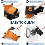Dog car Seats for Small/Medium Dogs up to 33lbs- Washable, Waterproof, Dog Booster & car Seats with 2 Easy-Install Safety Belts, Non-Slip Base & Storage Pocket(Brown Black).