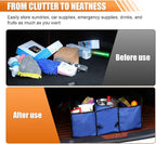 Car Trunk Organizer, Oxford Fabric Waterproof & Anti-Slip Vehicle Storage Box with Leak Proof & Insulated Cooler Bag, Large Capacity Foldable Auto Storage Box for Car, SUV, Truck (Blue)