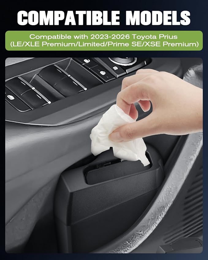 (2PCS) Prius 2026 Trash Can Trash Bin for Door 2026 Prius XSE Car Door Trashcan Trash Holder for 2023-2026 Toyota Prius Accessories (LE/XLE Premium/Limited/Prime SE/XSE Premium) Driver Passenger Side