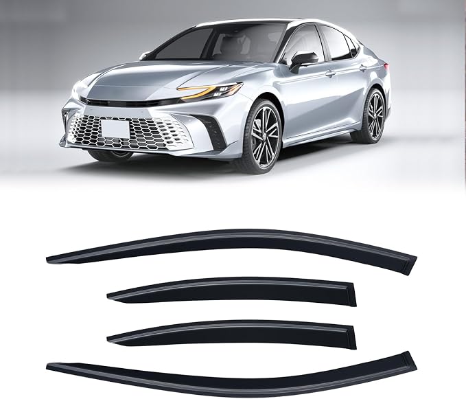 Rain Guards for 2025-2026 Toyota Camry, Out-Channel Window Visor Shields Vent Deflector Shade Wind Dark Smoke 25 26, Tape-On Inside-Mount, 4PCS