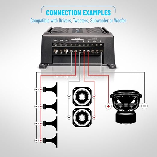 Banda Audiopart BD-800.4, Full Range 4 Channel Car Audio Amplifier - 800W RMS at 2 Ohm, Multi-Speaker Systems, Compact Design for Door Speakers