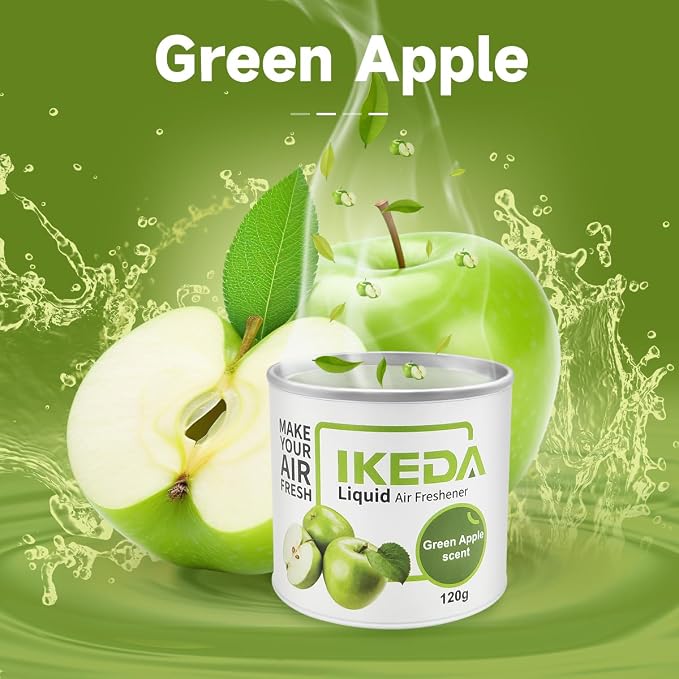 Car Air Freshener: Green Apple Scent Liquid Cans | Odor Elimination | Smoke Smell Remover | Strong Long-Lasting Fragrance | For Auto Home | 4.23 oz | 1 pack