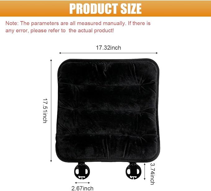 Car Seat Cushion, Breathable Soft Auto Front Seats Protector Pad for Comfortable Driving, Warm Vehicle Interior Driver Seat Non-Slip Decorative Accessory for Most Cars (Black)