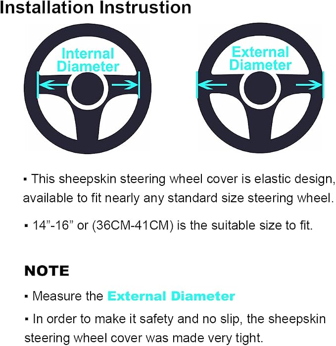 Furry Wool Sheepskin car Steering Wheel Cover for Girls Women Universal car 14 1/2-15 1/2inchs (Lemon Yellow)