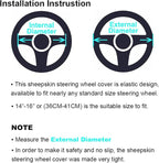 3Pcs Set Fashion Fluffy Fuzzy Wool Fur Soft Steering Wheel Cover with Handbrake Cover & Gear Shift Cover for Women Girls Car Decoration Long Wool Accessories 14 1/2-15 1/2 inchs (Steel)
