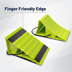 2 Pair Wheel Chocks for Travel Trailers, Non Slip Heavy Duty Green Wheel Chock with Rope, Lightweight Wheel Stoppers for Cars Campers Trucks RVs, Easy to Carry & Suitable for Most Tyre Sizes