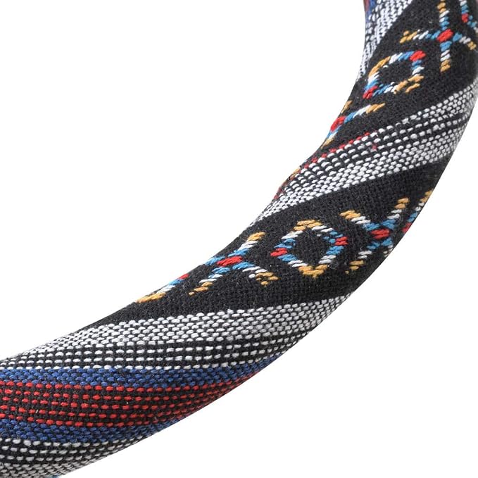 Blue Woven Saddle Blanket Steering Wheel Cover for Cars SUV Van Truck Auto - Driver Grip 15 inch
