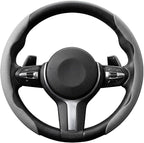 2PCS/Set Car Steering Wheel Cover, Leather Segmented Anti-Slip Automotive Wheel Protector, Soft Breathable Vehicle Steering Protection Covers, Universal Interior Accessories (Gray)