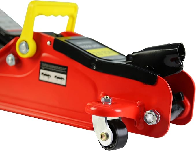 Floor Jack, Professional Heavy Duty Hydraulic Floor Jack, Low Profile Floor Jacks, Steel Racing Floor Jacks w/1 Piston Quick Lift Pump, Lifting 3.3"-15.2" 2 Ton(4400lb) Capacity Red