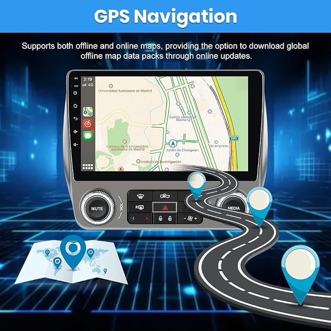 Android Car Stereo for Chevrolet Chevy Camaro 2010 2011 2012 2013 2014 2015, 9" Touch Screen Radio Upgarde WiFi Bluetooth Online GPS Navigation CarPlay Android Auto, 2GB+64GB
