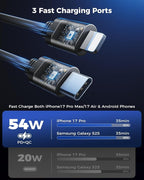 Retractable Car Charger, Small iPhone Car Charger Fast Charging, Car Phone Charger with USB C and Apple Cord, Car Charger Adapter Compatible with iPhone 17/16/15/14/13 Samsung Galaxy and More