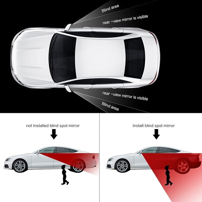x Blind Spot Mirror, 2'' Silver Round HD Glass Convex Adjustable Wide Angle Rear View Mirror,Universal For Car SUVs Truck Motorcycle (2pcs)