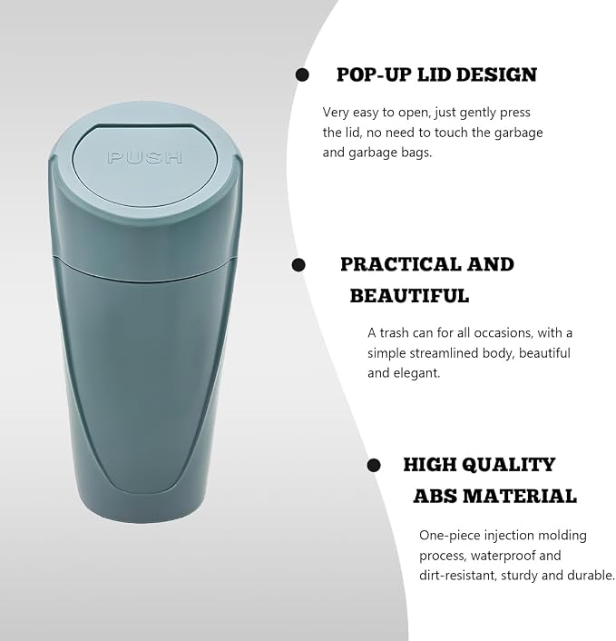 Car Trash Can Bin with Lid, Mini Vehicle Cup Holder Organizer Leakproof Garbage Bin, Waterproof Cup Type Trash Can Multi-Function Storage Container for RV Home Office (Black Green)
