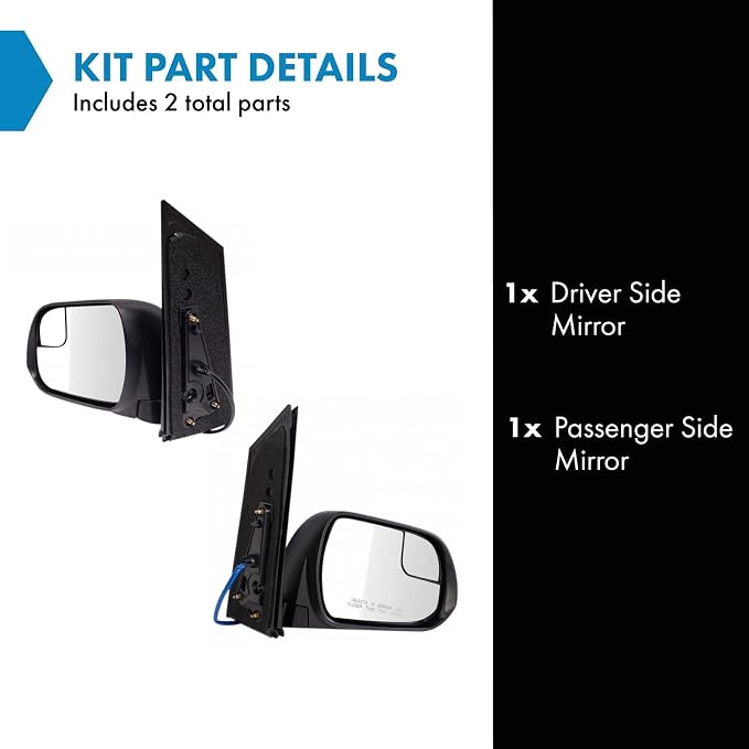 2 Piece Driver and Passenger Side Mirror Assembly Set Electric Adjustment Non-Heated No Memory Textured Compatible with 2015-2018 Toyota Sienna TO1320338 TO1321338