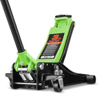 3 Ton Low Profile Floor Jack, Heavy Duty Steel Hydraulic Car Jack with Dual Pistons Quick Lift Pump, Hydraulic Racing Floor Jack, Lifting Range 3" to 20", Green