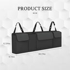 Car Trunk Organizer, Waterproof Collapsible Cargo Bag with 4 Pockets,Backseat Hanging Large Storage with Adjustable Straps, Sturdy Space Saver Frees Trunk Floor for SUV, Truck (Black)