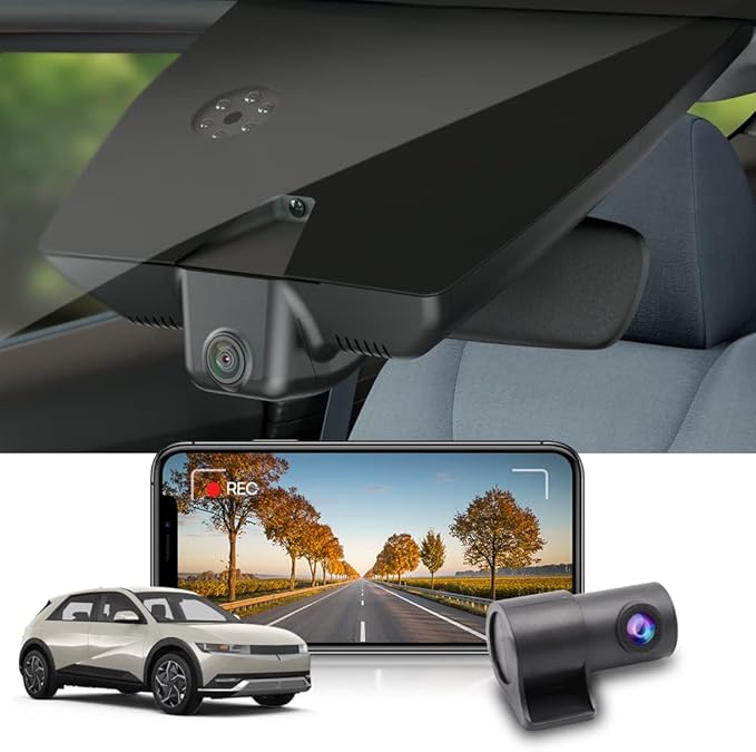Front 2K+Rear 1080P Dash Cam Adapts for Hyundai IONIQ 5 2022-2024 (6 Vents) SE Standard Range SEL Limited, OEM Look, Dual HD Video, WiFi & APP, Loop Recording, G-Sensor, Easy to Use, 64GB Card