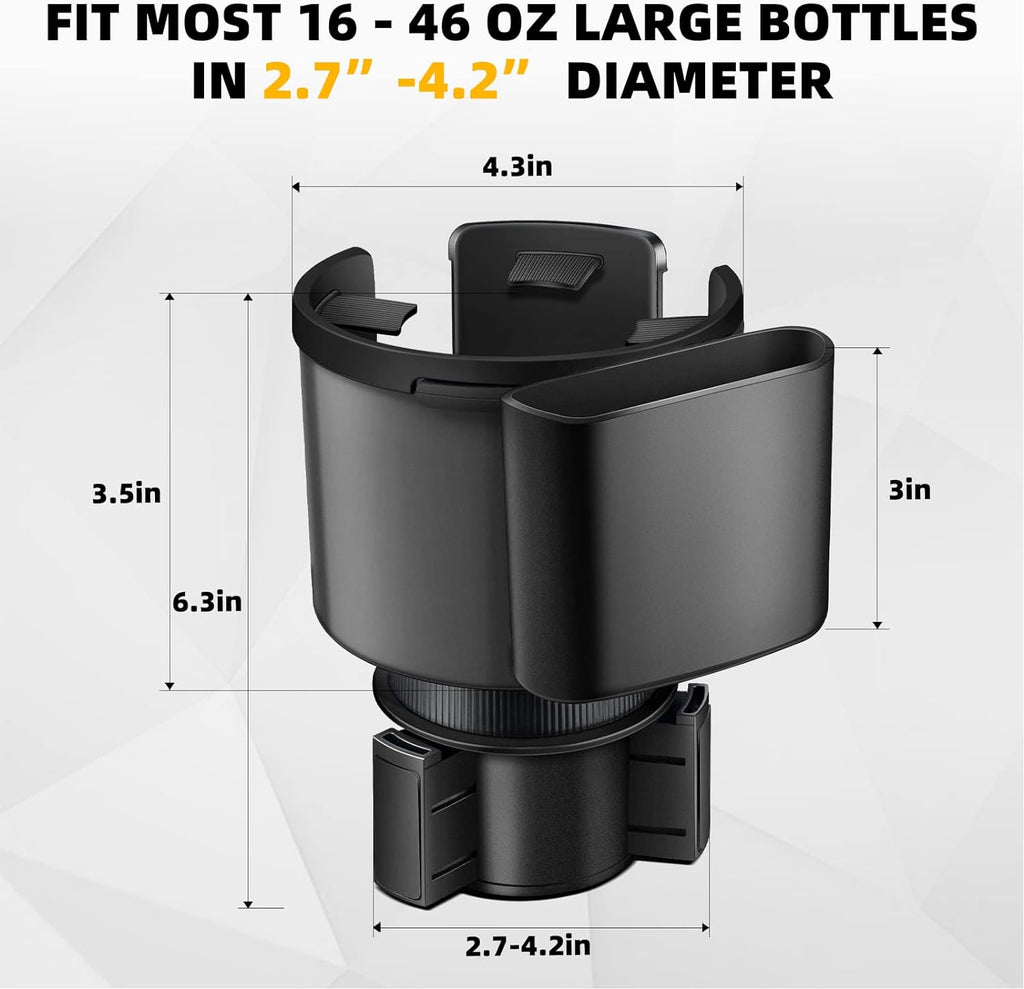 2-in-1 Car Cup Holder Expander with Phone Mount