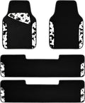 Waterproof Universal 3 Row Car Floor Mats, Cow Print Car Mats Fit for SUV,Vans,sedans, Trucks,Set of 3 Row Vehicles Car Carpet with Heel Pad and Nibs Backing, Cute Women Girly (Black White)