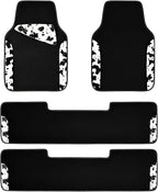 Waterproof Universal 3 Row Car Floor Mats, Cow Print Car Mats Fit for SUV,Vans,sedans, Trucks,Set of 3 Row Vehicles Car Carpet with Heel Pad and Nibs Backing, Cute Women Girly (Black White)